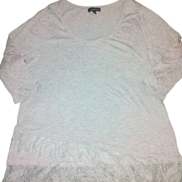 Lane Bryant Elegant Gray Lace Bottom Women's Top - Picture 1 of 11